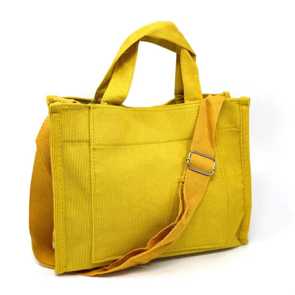 NWT Mini Corduroy Yellow Convertible Tote Bag